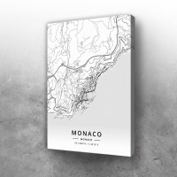 Monako mapa - white
