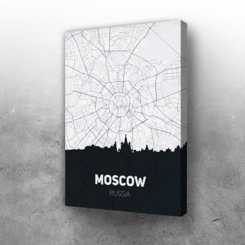 Moskva mapa i silueta grada