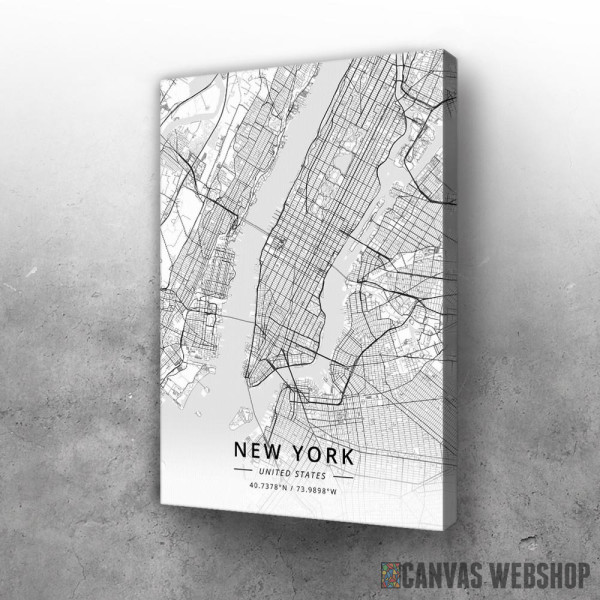 Slika New York mapa - white Slika New York mapa - white