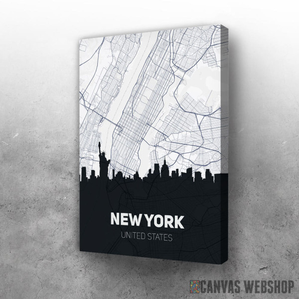 Slika Njujork mapa i silueta grada