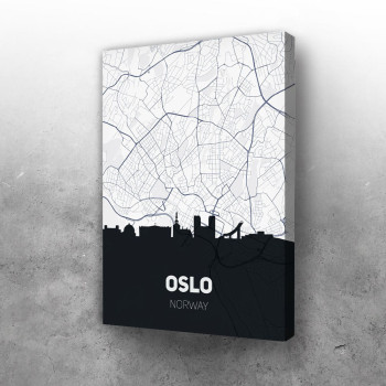 Oslo mapa i silueta grada