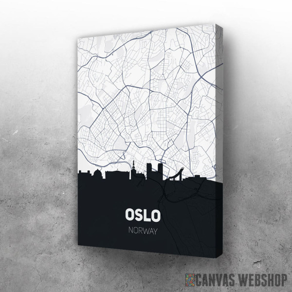 Slika Oslo mapa i silueta grada