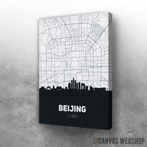 Slika Peking mapa i silueta grada Slika Peking mapa i silueta grada