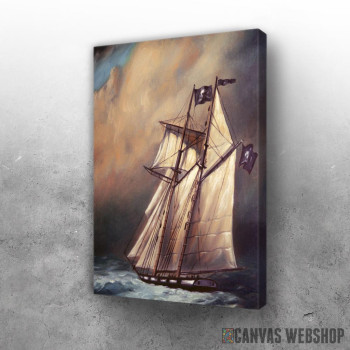 Slika Pirate Schooner In Stormy Slika Pirate Schooner In Stormy