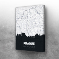 Prag mapa i silueta grada