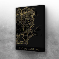 Rio de Žaneiro mapa - crno zlatno