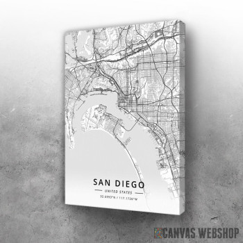 Slika San Diego mapa - white Slika San Diego mapa - white