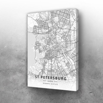 Sankt Petersburg mapa - white