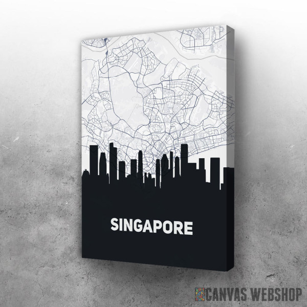Slika Singapur mapa i silueta grada