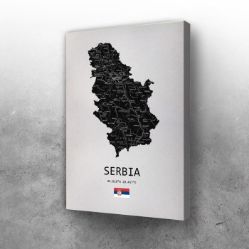 Srbija mapa - crno