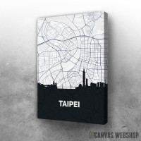 Slika Tajpej mapa i silueta grada