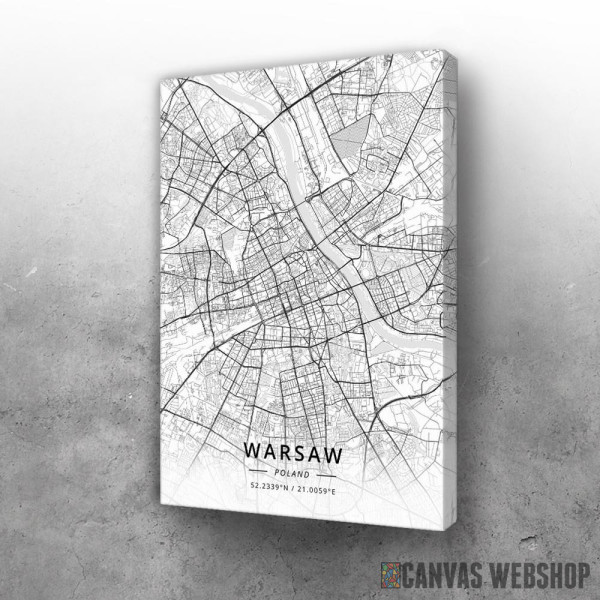 Slika Varšava mapa - white Slika Varšava mapa - white