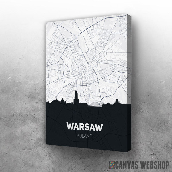 Slika Varšava mapa i silueta grada