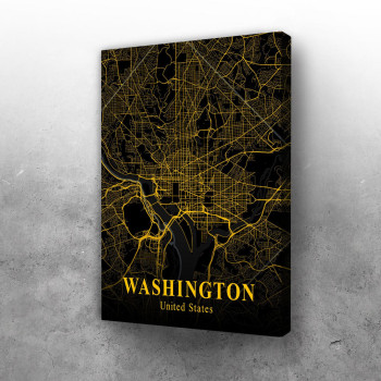Vašington mapa - crno zlatno