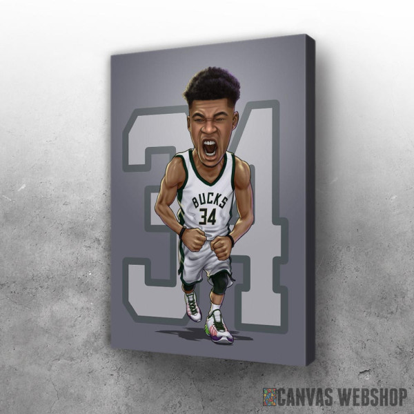 Slika karikatura Giannis Antetokounmpo Slika karikatura Giannis Antetokounmpo
