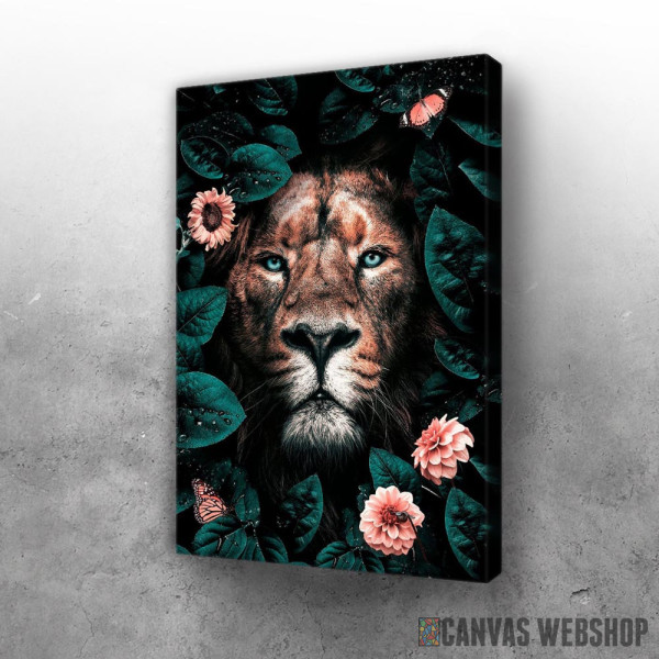 Slika wild lion with flowers Slika wild lion with flowers