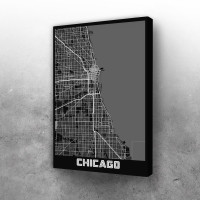 Čikago mapa - crno belo