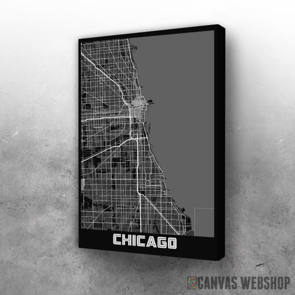 Slika Čikago mapa - crno belo