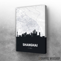 Slika Šangaj mapa i silueta grada