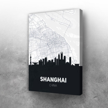 Šangaj mapa i silueta grada