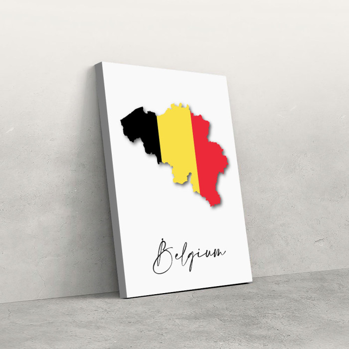 Belgija - mapa i zastava - slika na platnu