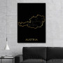 Slika Austija mapa - crno zlatno Slika Austija mapa - crno zlatno