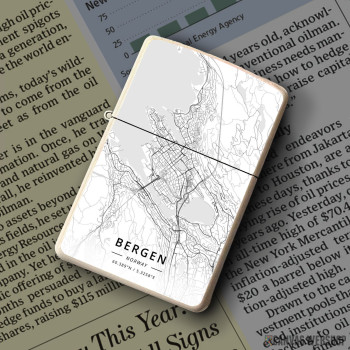 Upaljač Bergen mapa - white Upaljač Bergen mapa - white