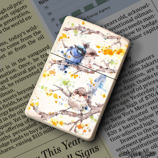 Upaljač Family Life (Blue Fairy Wrens) Water Colour Art