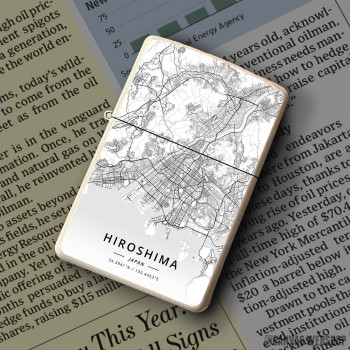 Upaljač Hirošima mapa - white Upaljač Hirošima mapa - white