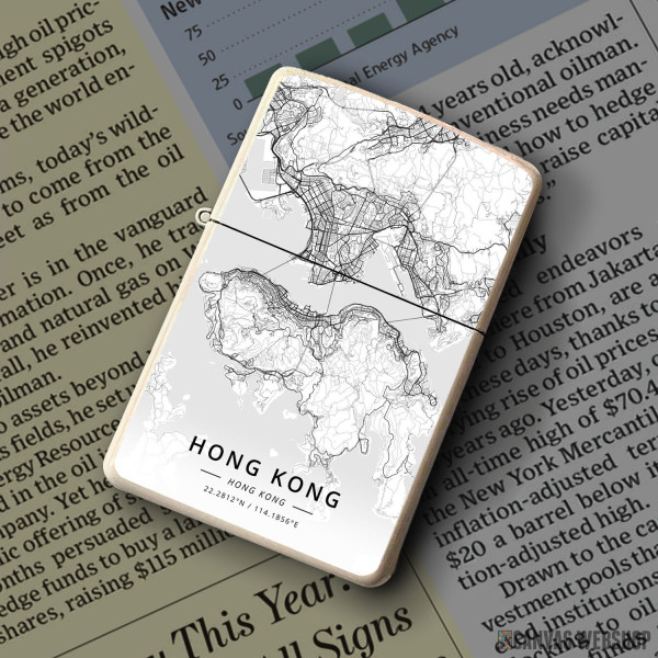 Upaljač Hong Kong mapa - white Upaljač Hong Kong mapa - white
