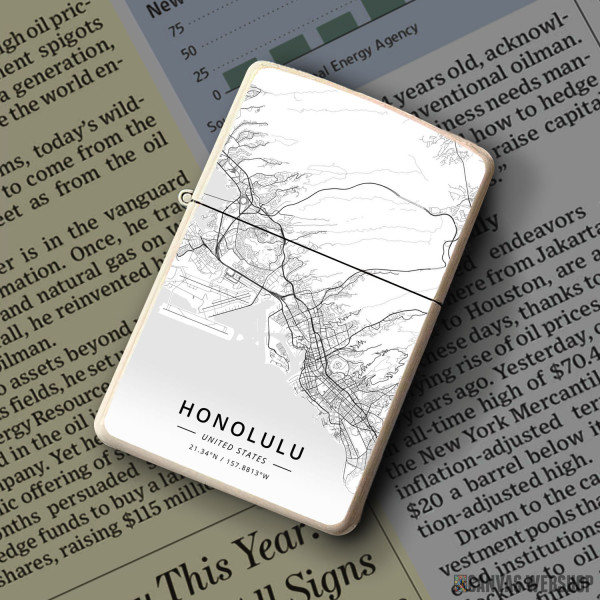 Upaljač Honolulu mapa - white Upaljač Honolulu mapa - white