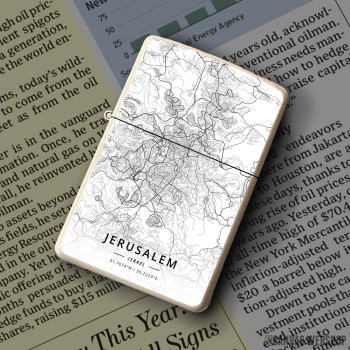 Upaljač Jerusalim mapa - white Upaljač Jerusalim mapa - white