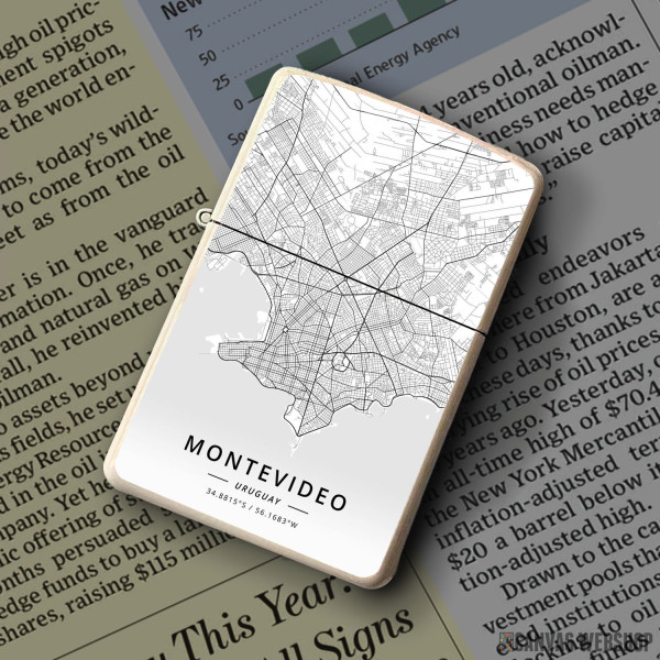 Upaljač Montevideo mapa - white Upaljač Montevideo mapa - white