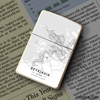 Upaljač Rejkjavik mapa - white Upaljač Rejkjavik mapa - white