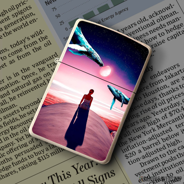 Upaljač Whales flying in night sky