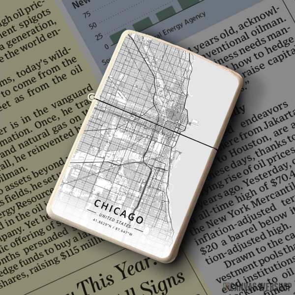 Upaljač Čikago mapa - white
